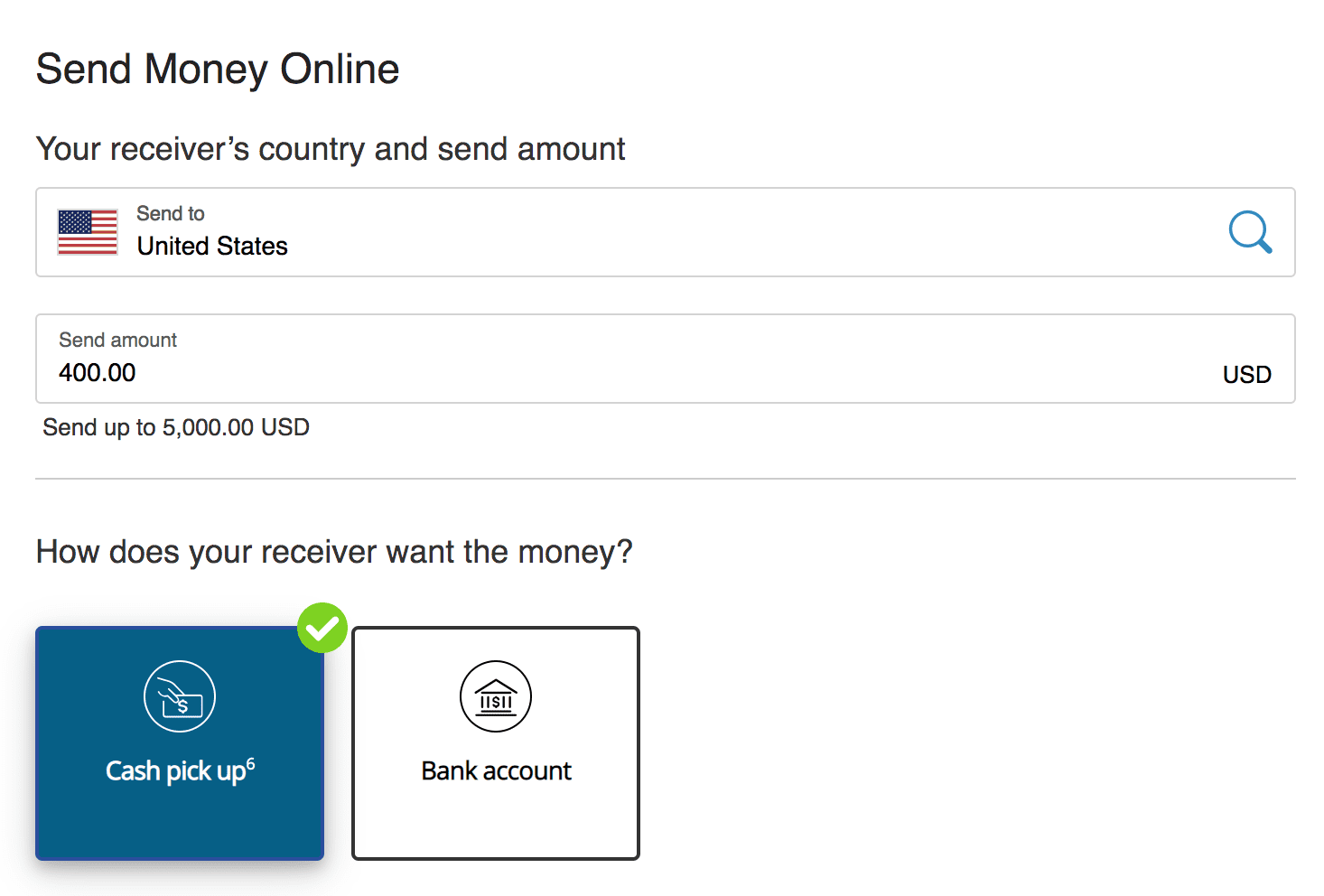 Select the transfer amount