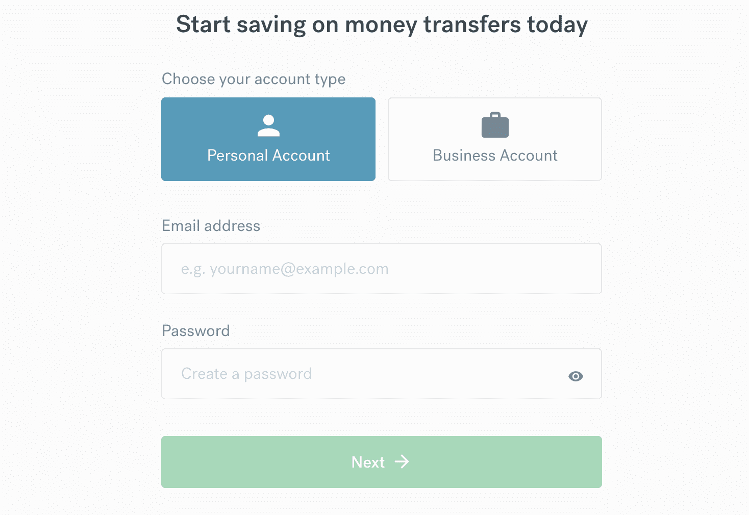 Create account CurrencyFair