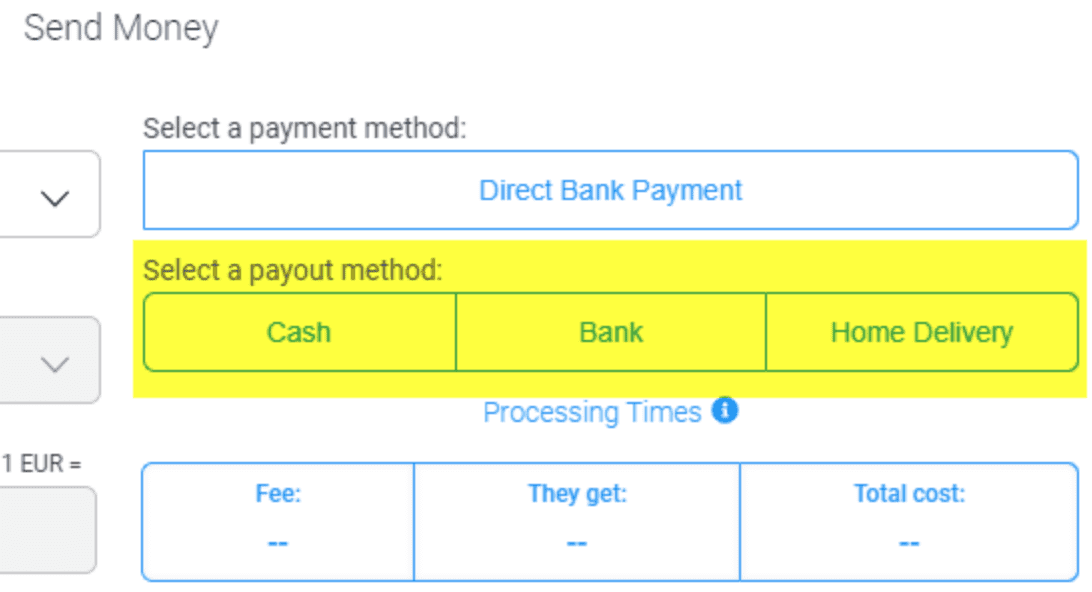 Select the type of payment